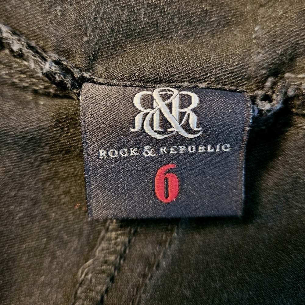 Rock & Republic Denim RX Womens Fever Mid Rise Legging 6M Black Pull On Stretch - Picture 2 of 12